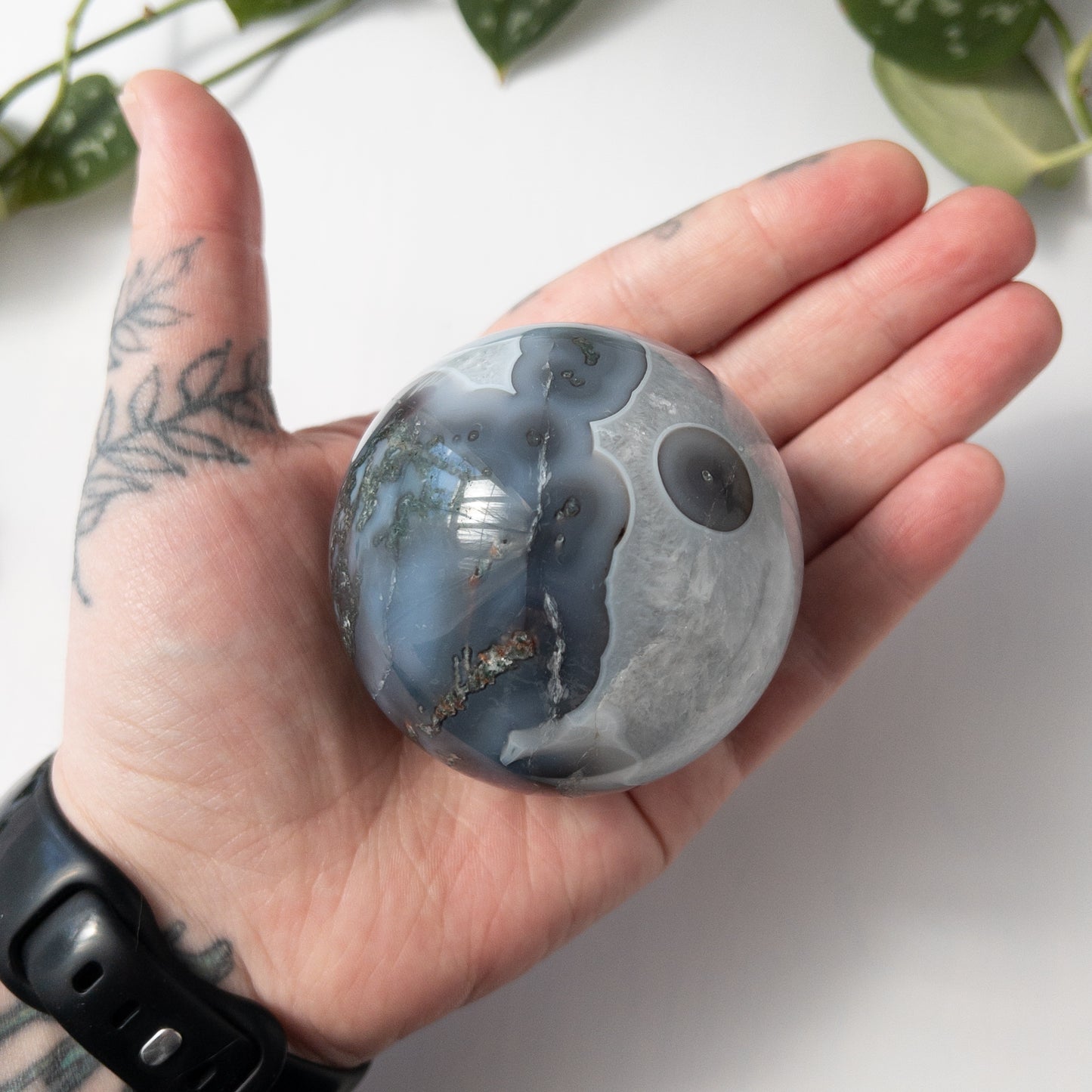 Moss Agate & Quartz Sphere (2.53in.)