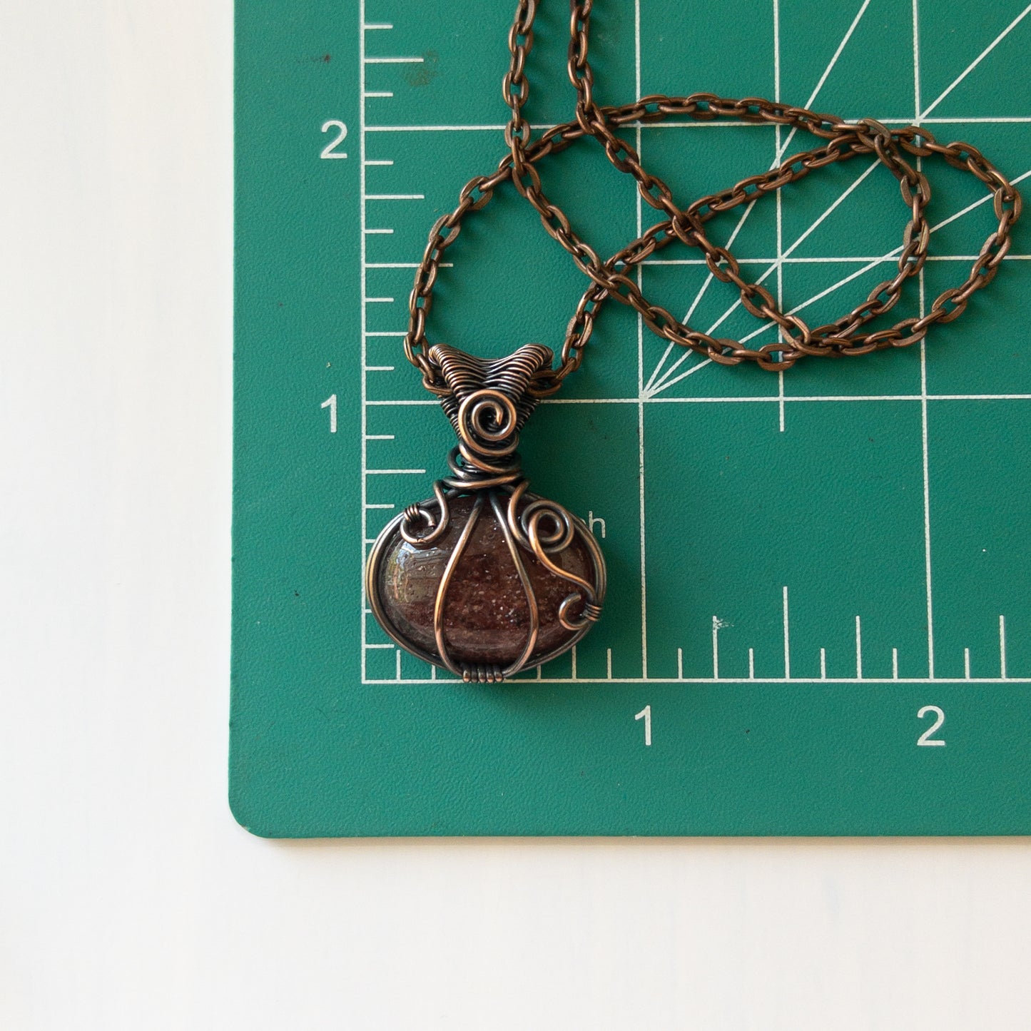 Pumpkin Pendant - Strawberry Quartz & Copper