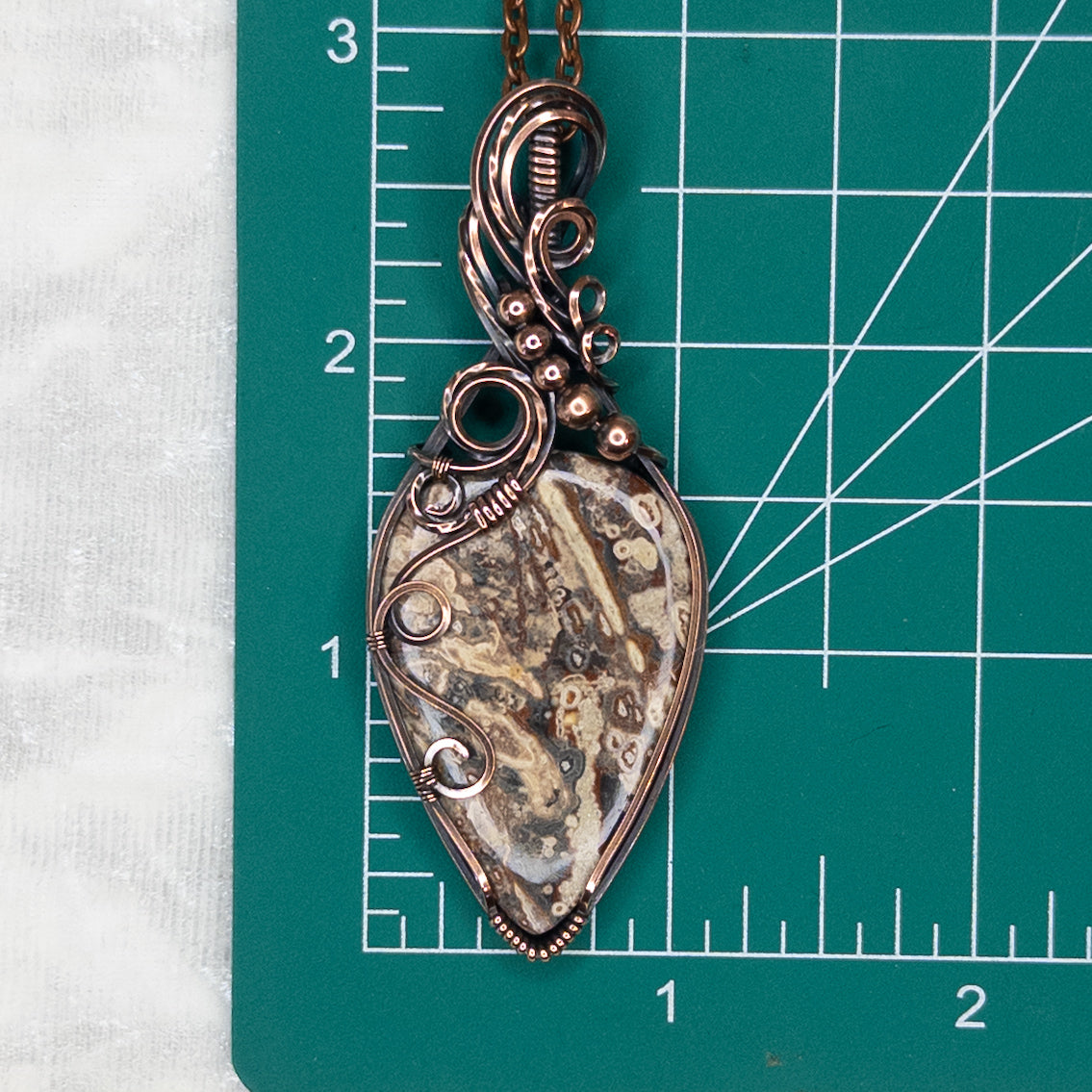 Viper Skin Jasper Antiqued Copper Pendant