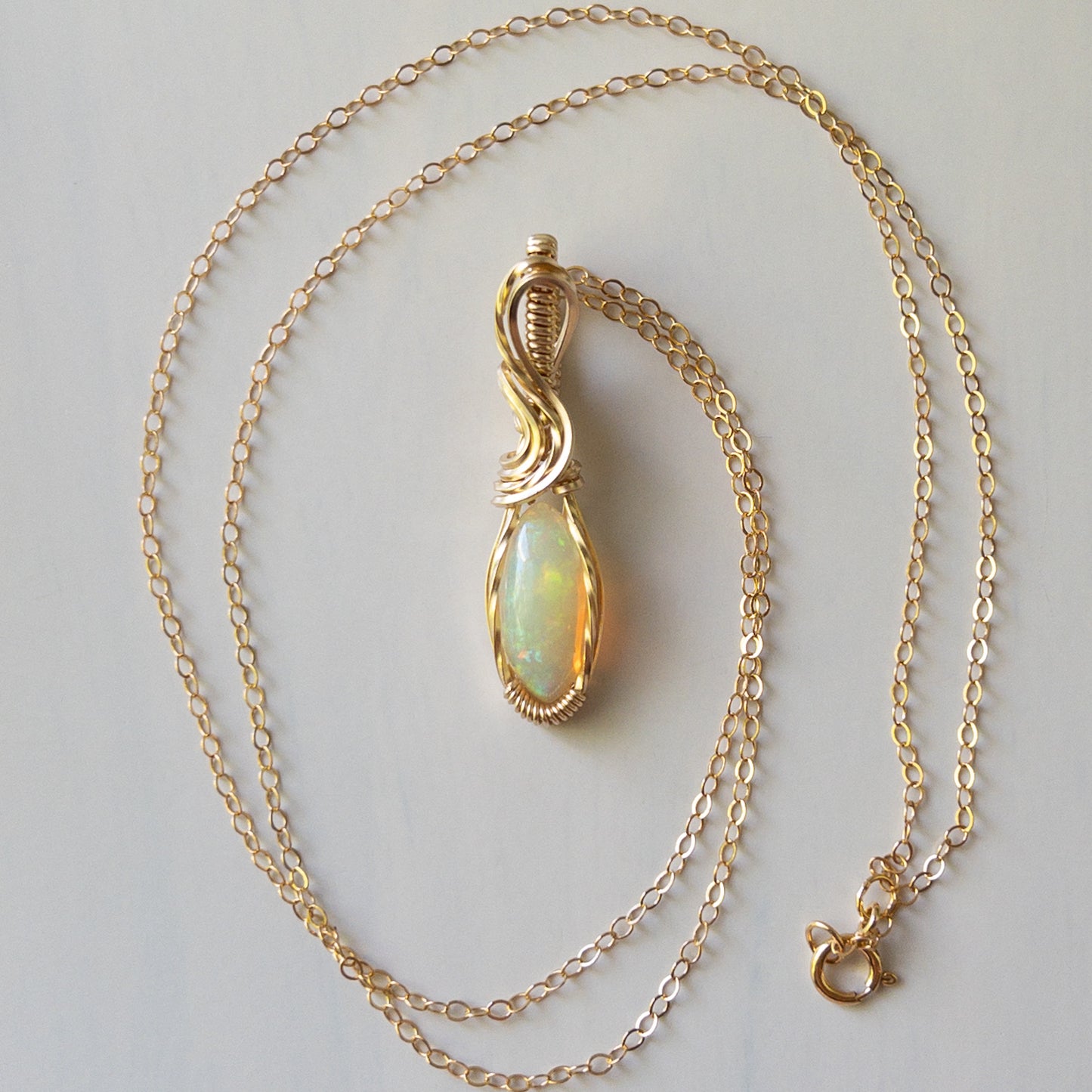Themis - Opal & Gold Fill Wire Wrapped Pendant
