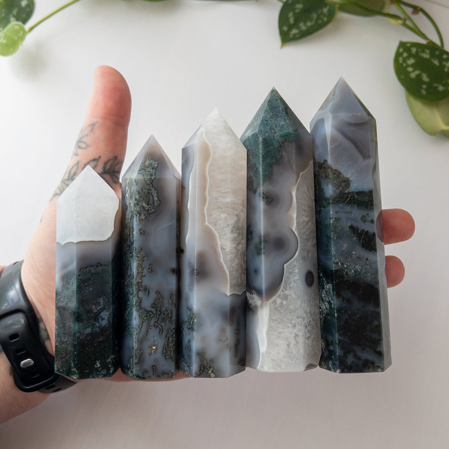 Moss Agate & Quartz Towers