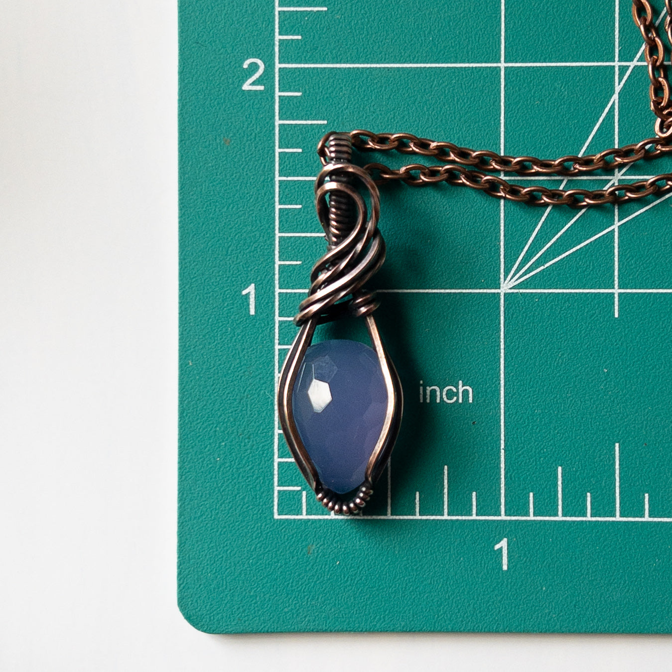Faceted Lavender Chalcedony & Copper Wrapped Pendant