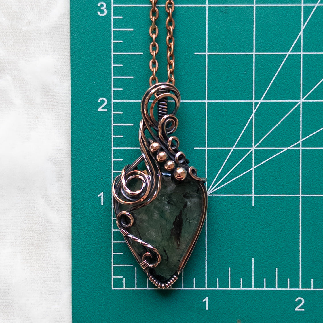 Rose-Cut Prehnite Antiqued Copper Pendant