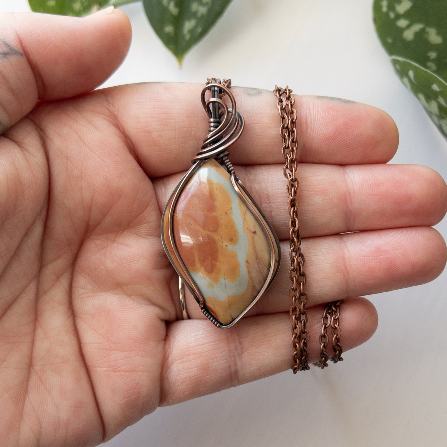 Polychrome Jasper & Copper Wrapped Pendant
