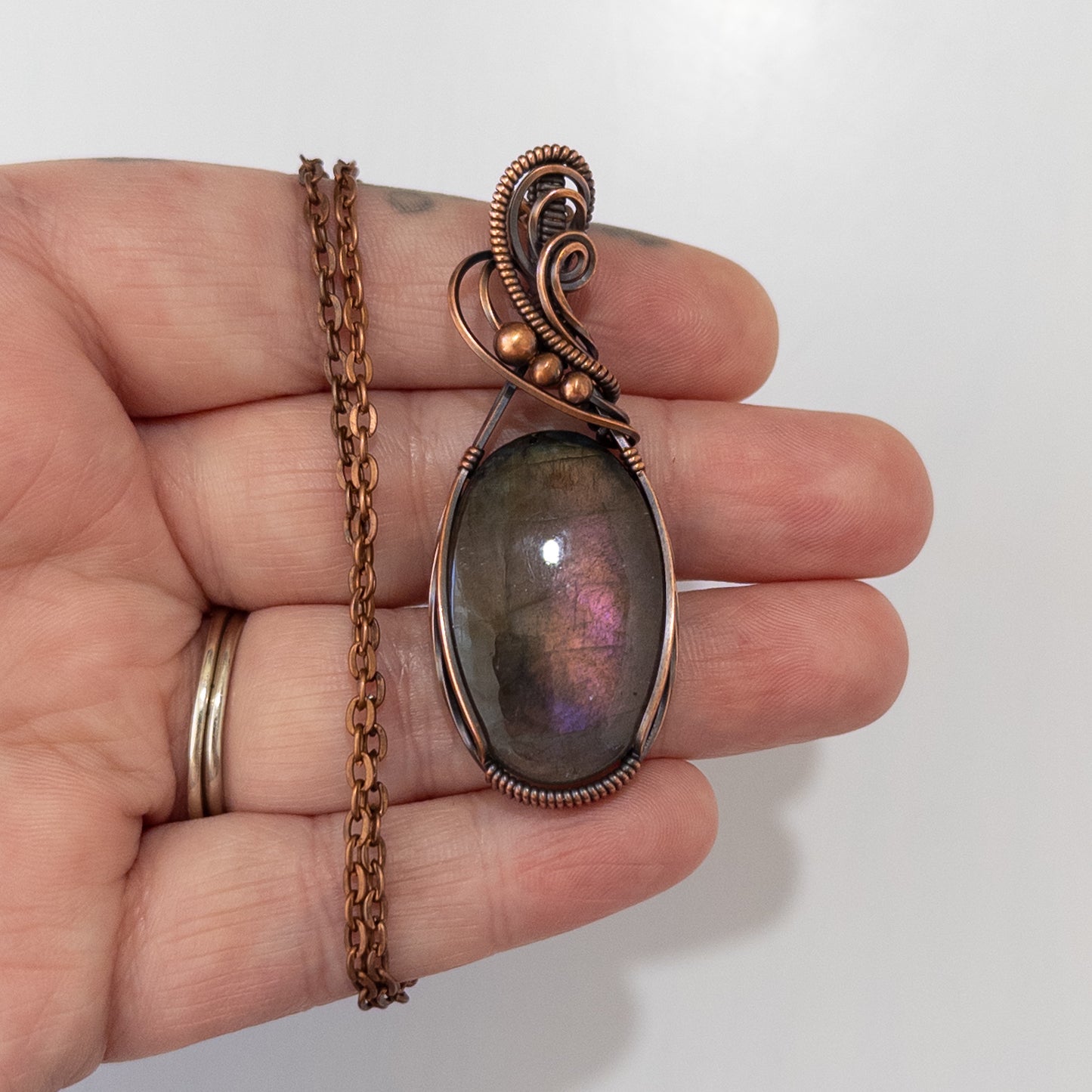Sunset Labradorite Copper Wrapped Pendant