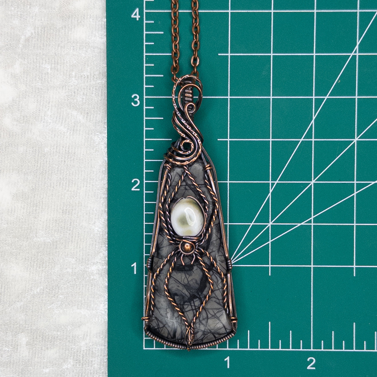 Picasso Jasper & Ocean Jasper Spider Antiqued Copper Pendant