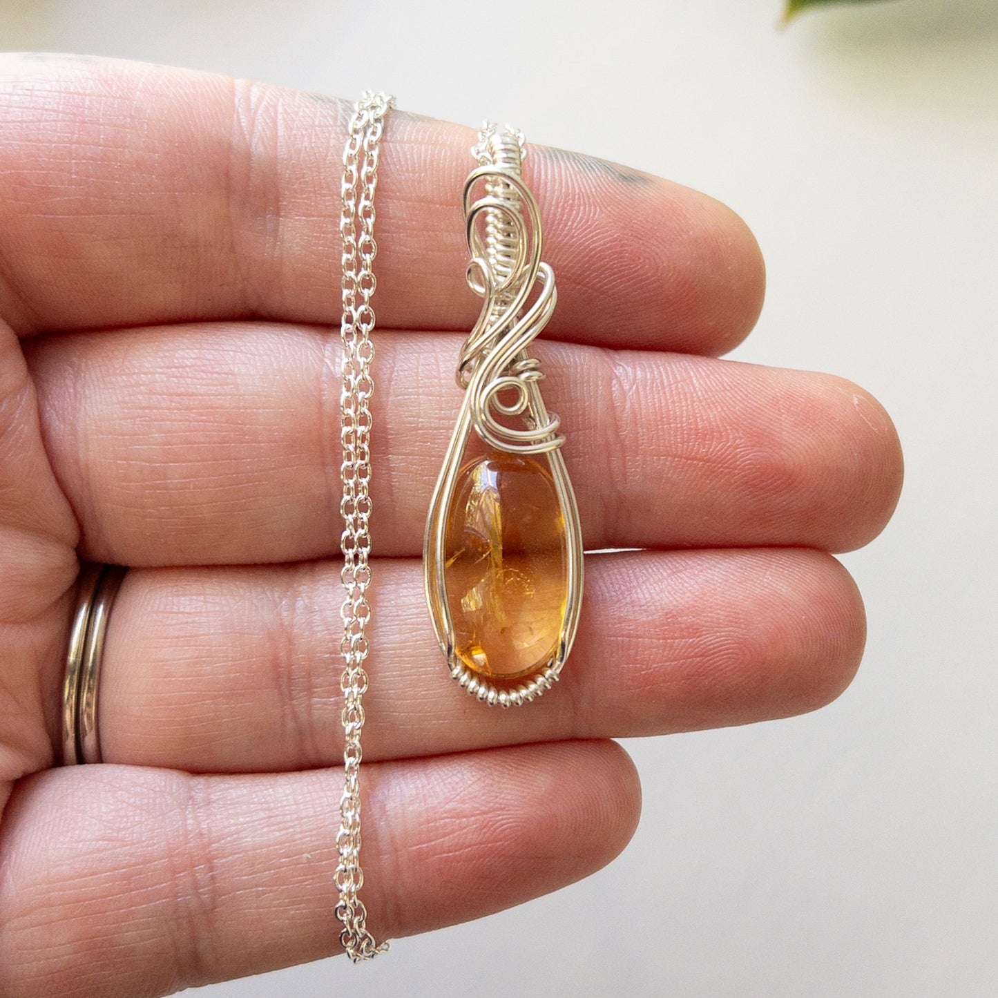 Citrine & Sterling Silver Wrapped Pendant