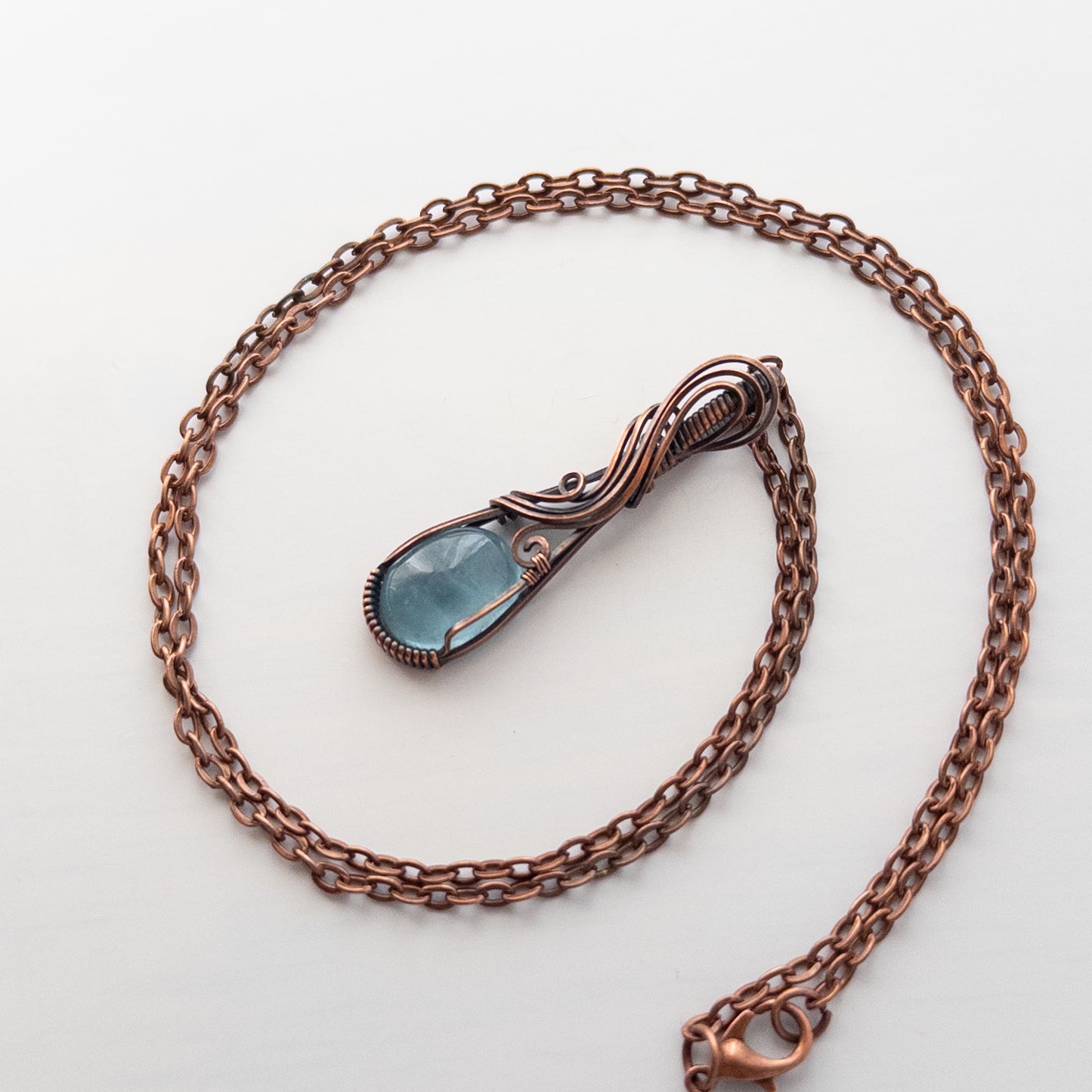 Aquamarine Copper Wrapped Pendant