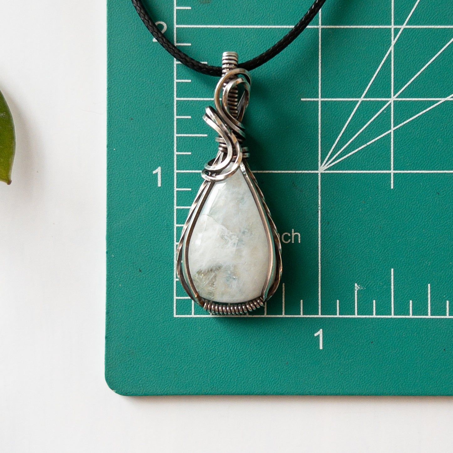 Rainbow Moonstone & Sterling Silver Wrapped Pendant