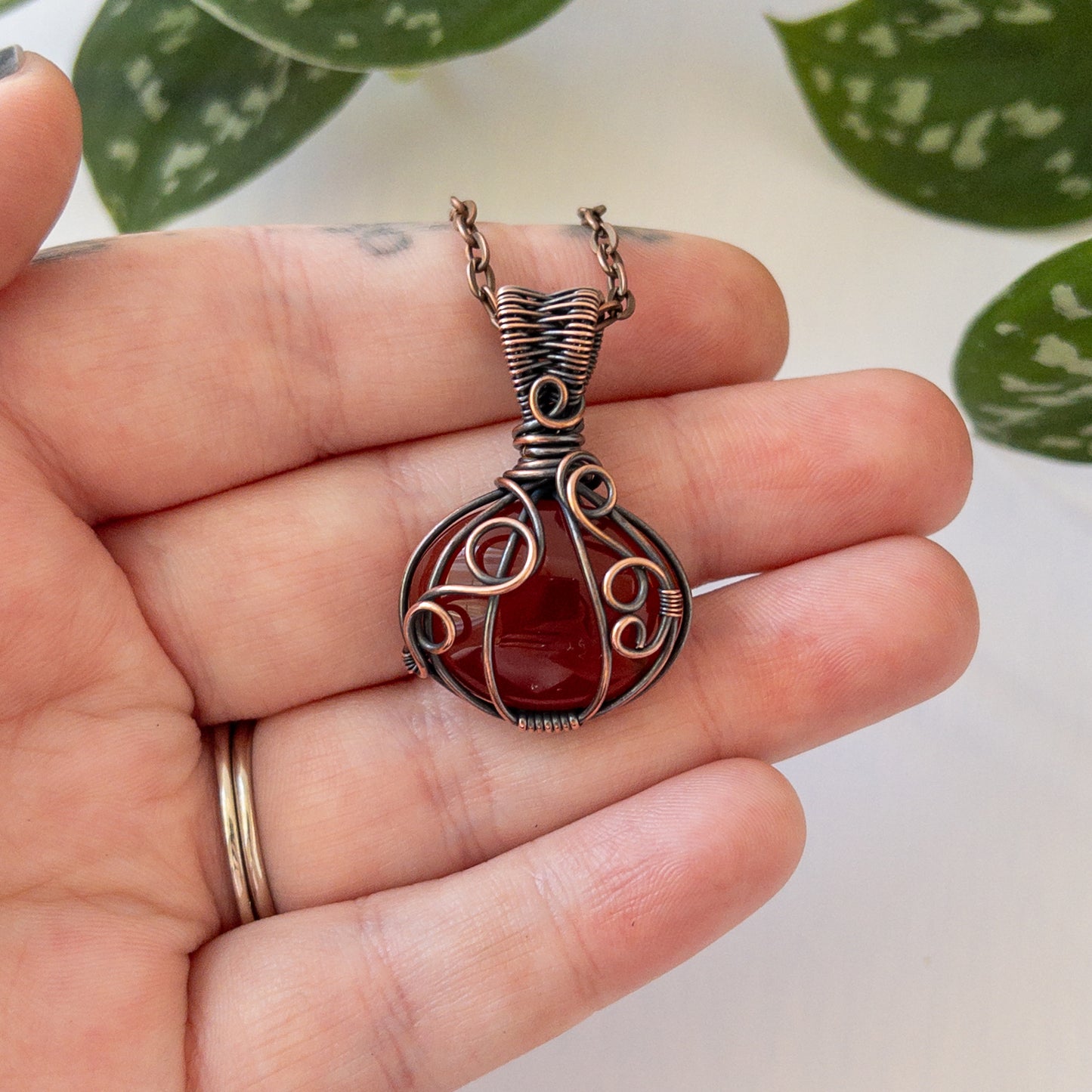 Pumpkin Pendant - Carnelian & Copper B