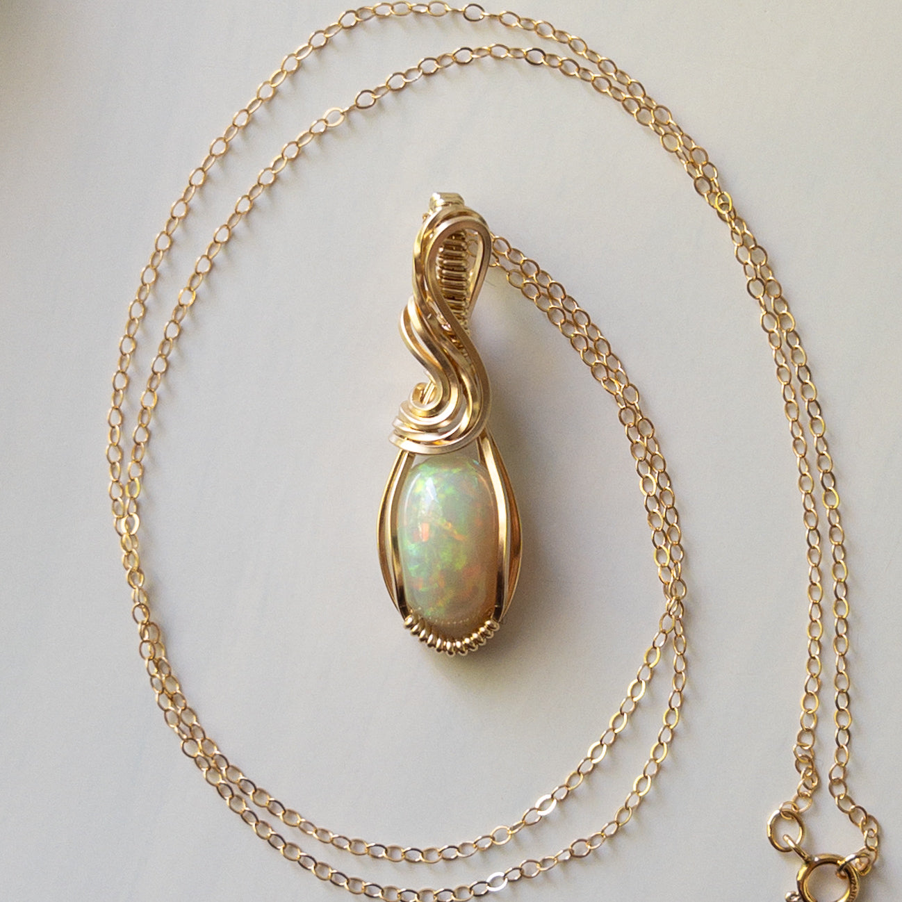 Phoebe - Opal & Gold Fill Wire Wrapped Pendant