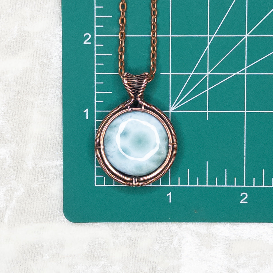 Larimar Antiqued Copper Medallion Pendant
