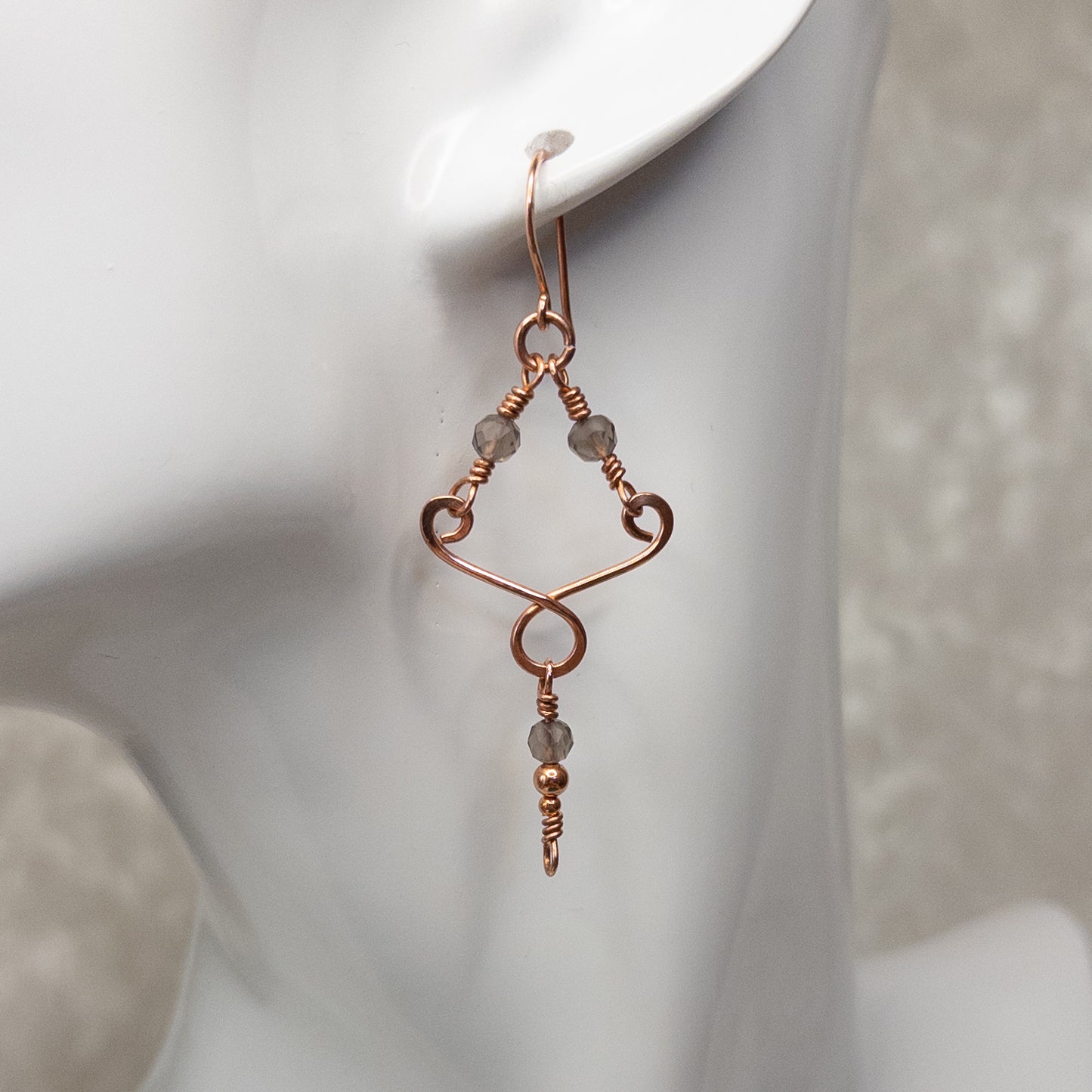 Smoky Quartz Copper Chandelier Earrings