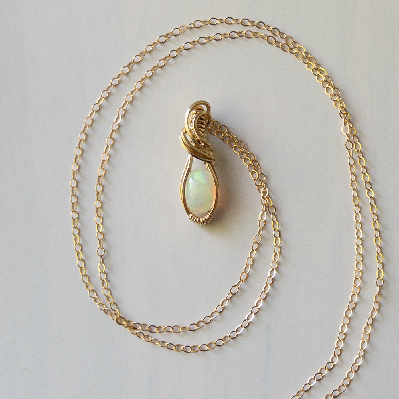 Theia - Opal & Gold Fill Wire Wrapped Pendant