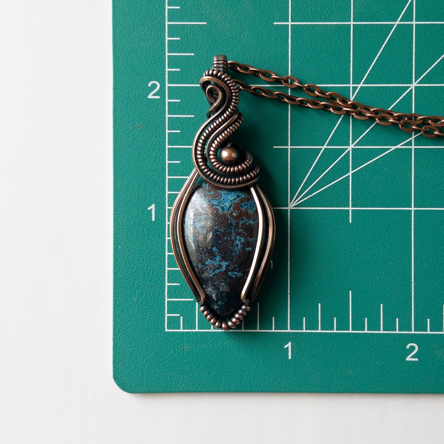 Shattuckite & Copper Wrapped Pendant