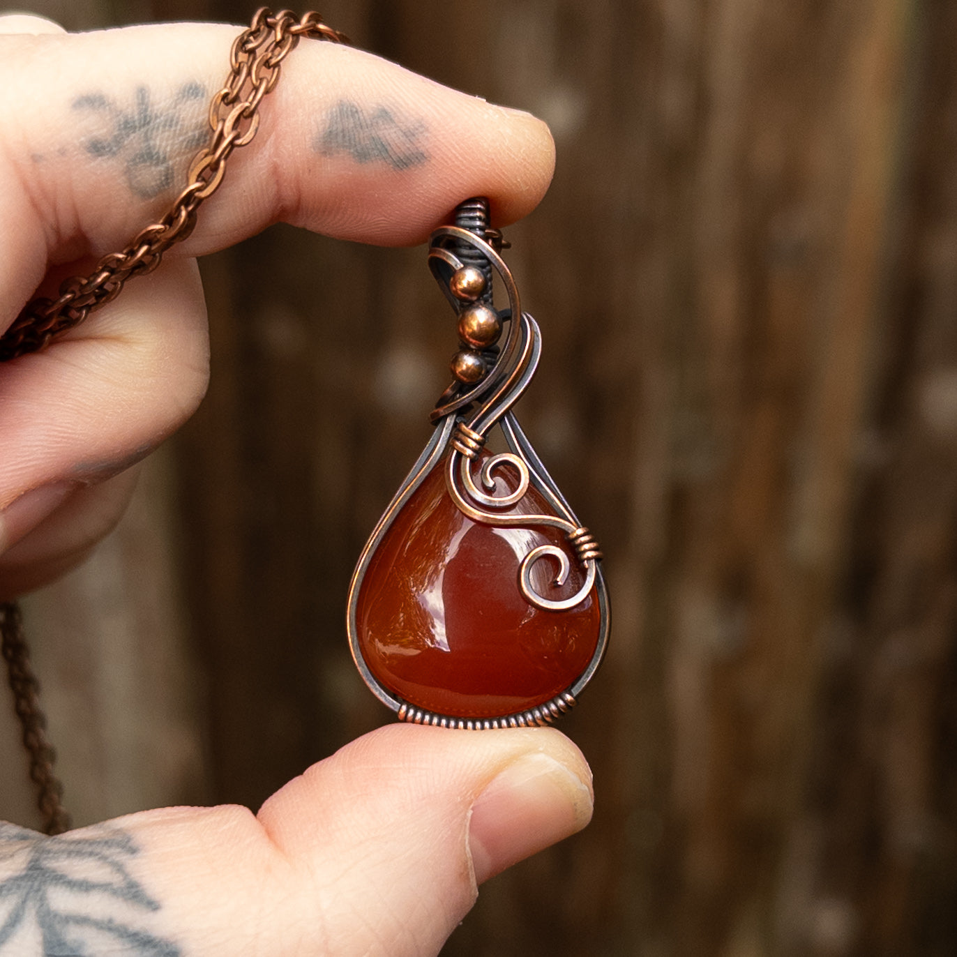 Carnelian Copper Wrapped Pendant