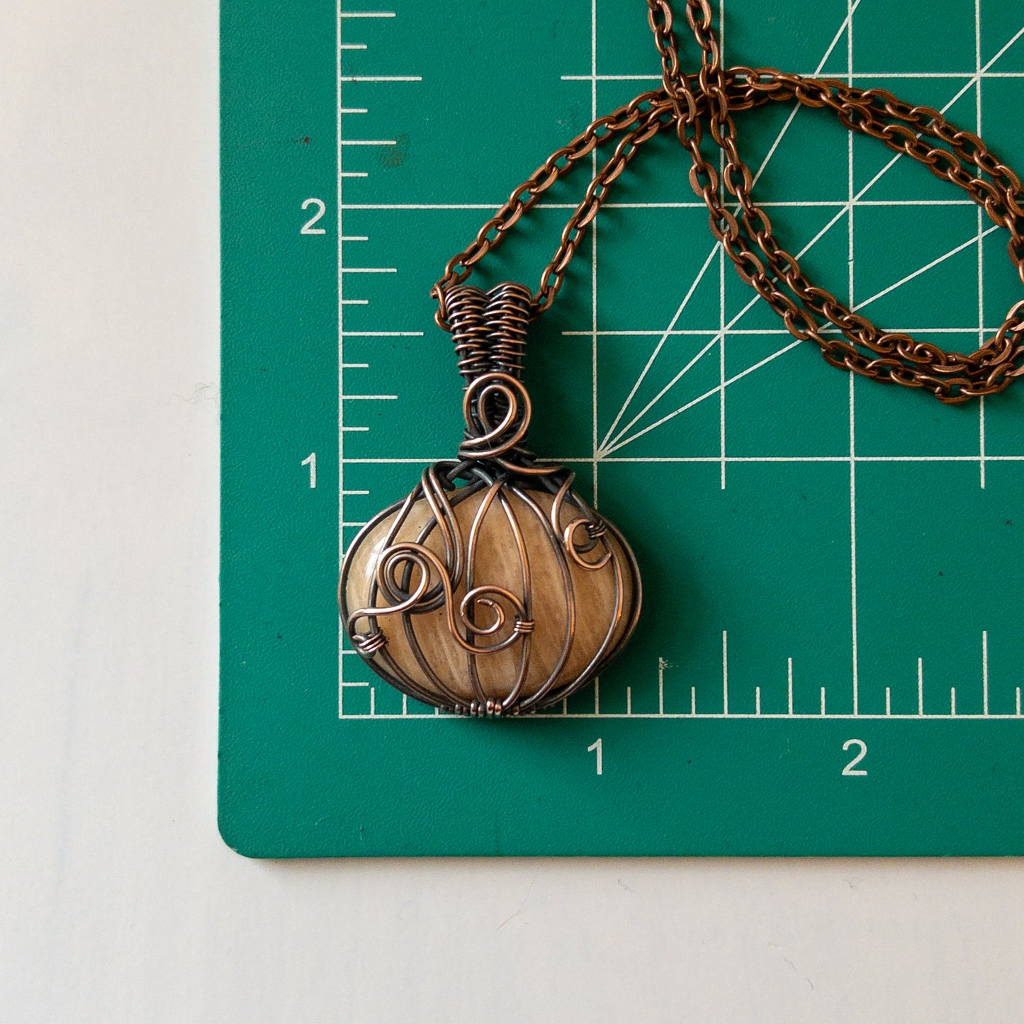 Pumpkin Pendant - Peach Moonstone & Copper