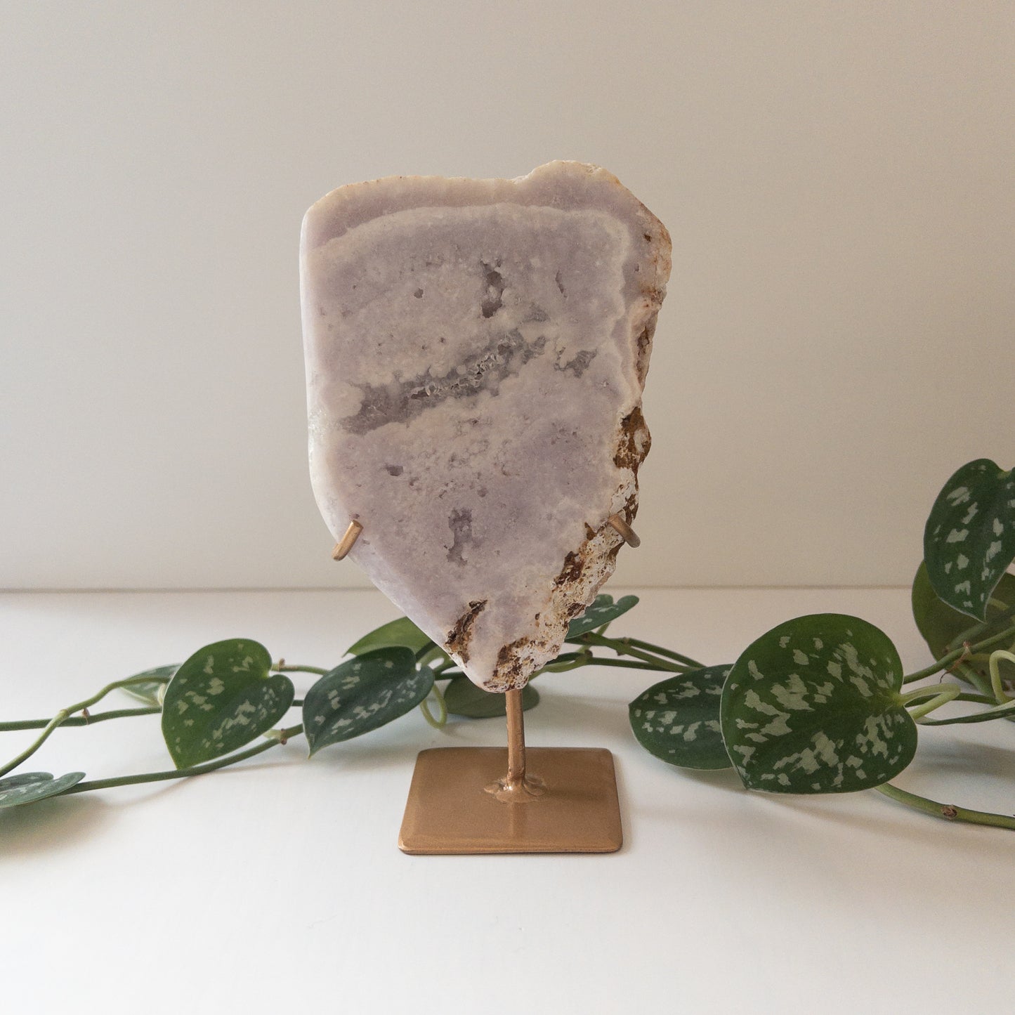 Pink Amethyst Half Polished Freeform & Stand - Brazil
