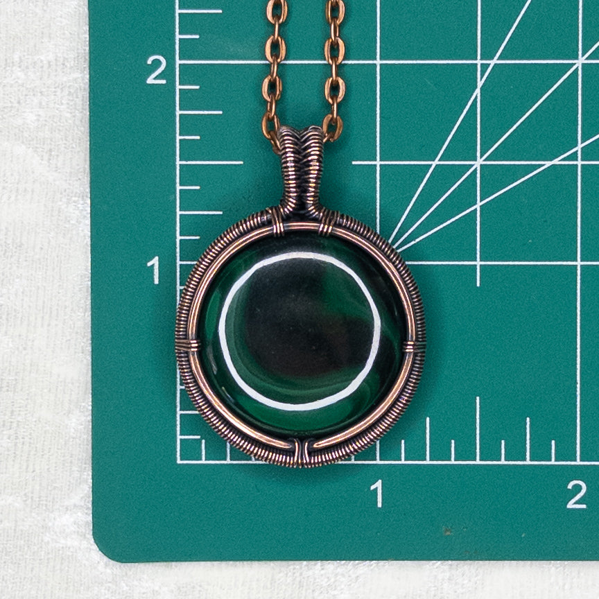 Malachite Antiqued Copper Medallion Pendant