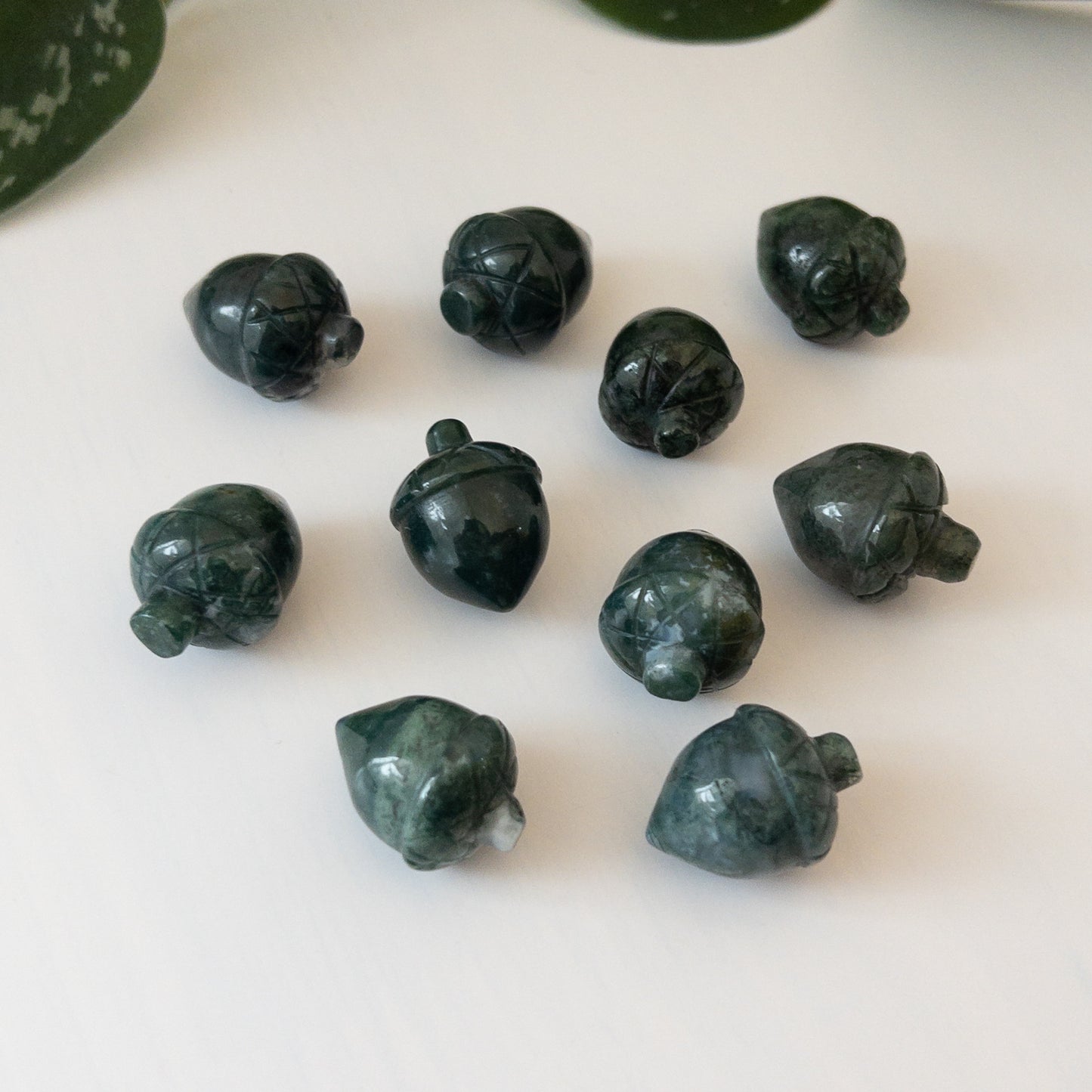 Mini Moss Agate Acorn