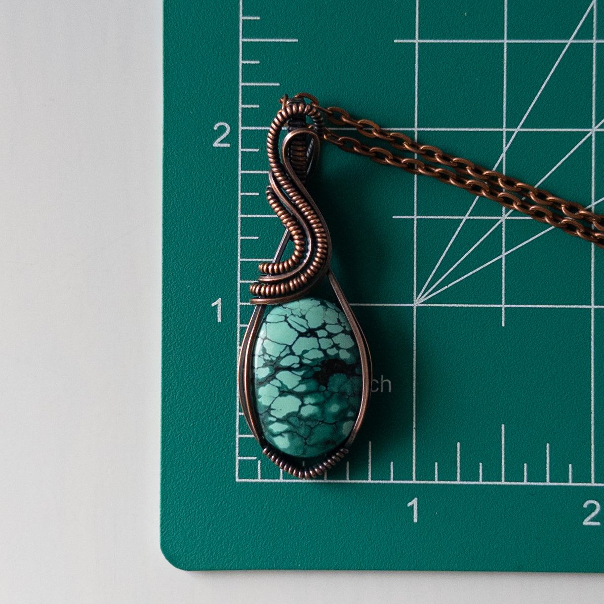 Hubei Turquoise Antiqued Copper Wrapped Pendant