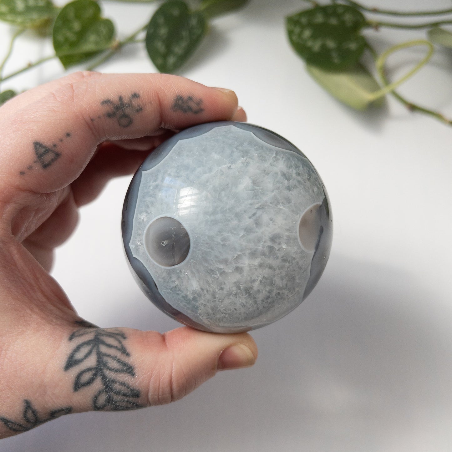 Moss Agate & Quartz Sphere (2.53in.)