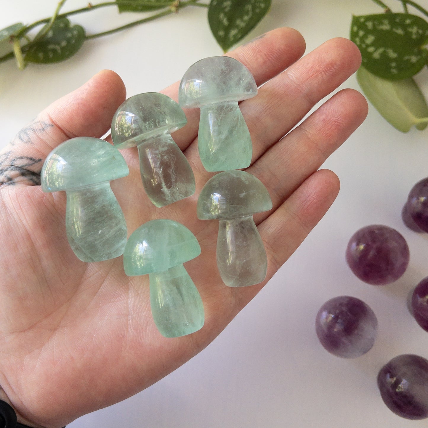 Purple & Green Fluorite Mushrooms