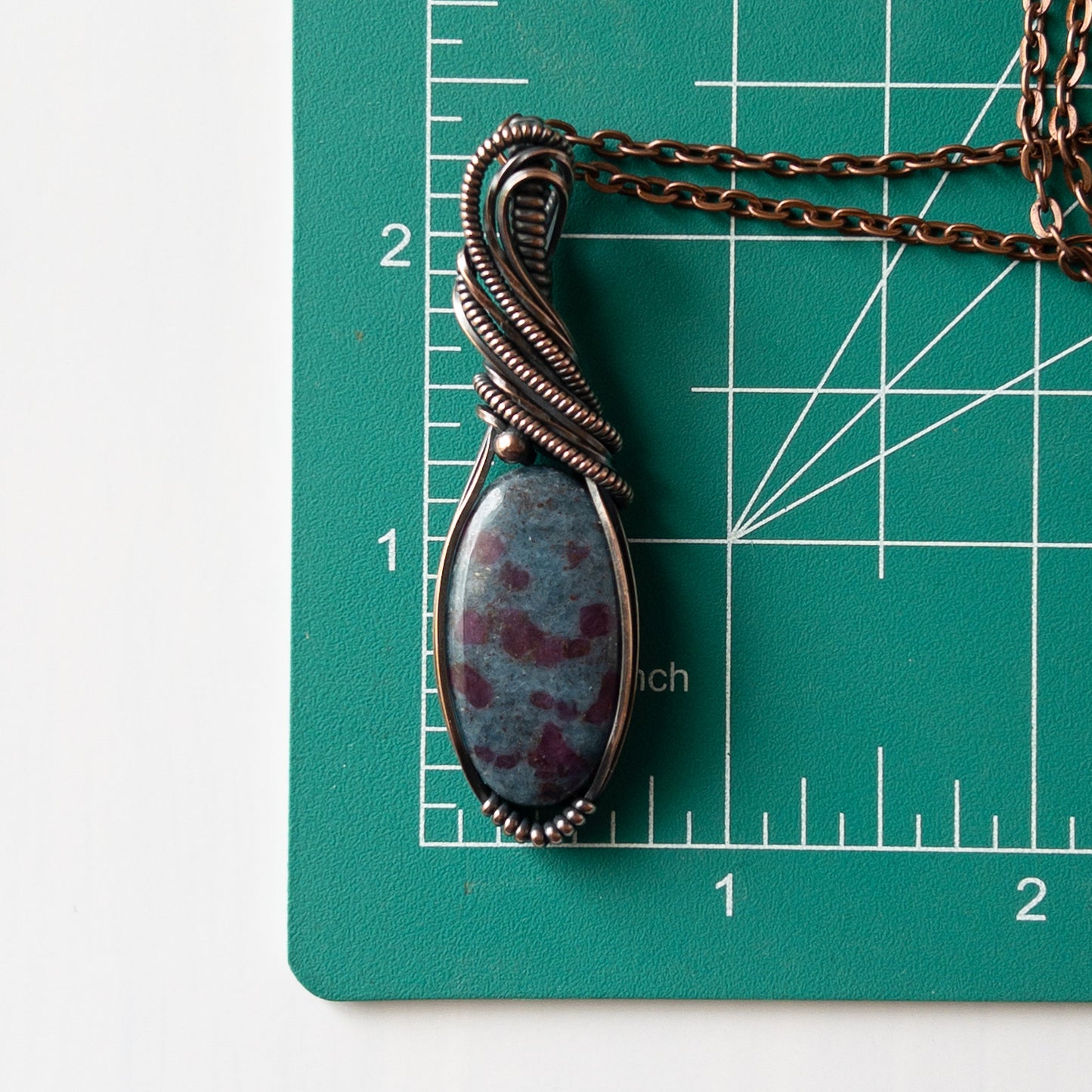 Ruby Kyanite & Copper Wrapped Pendant (UV Reactive)