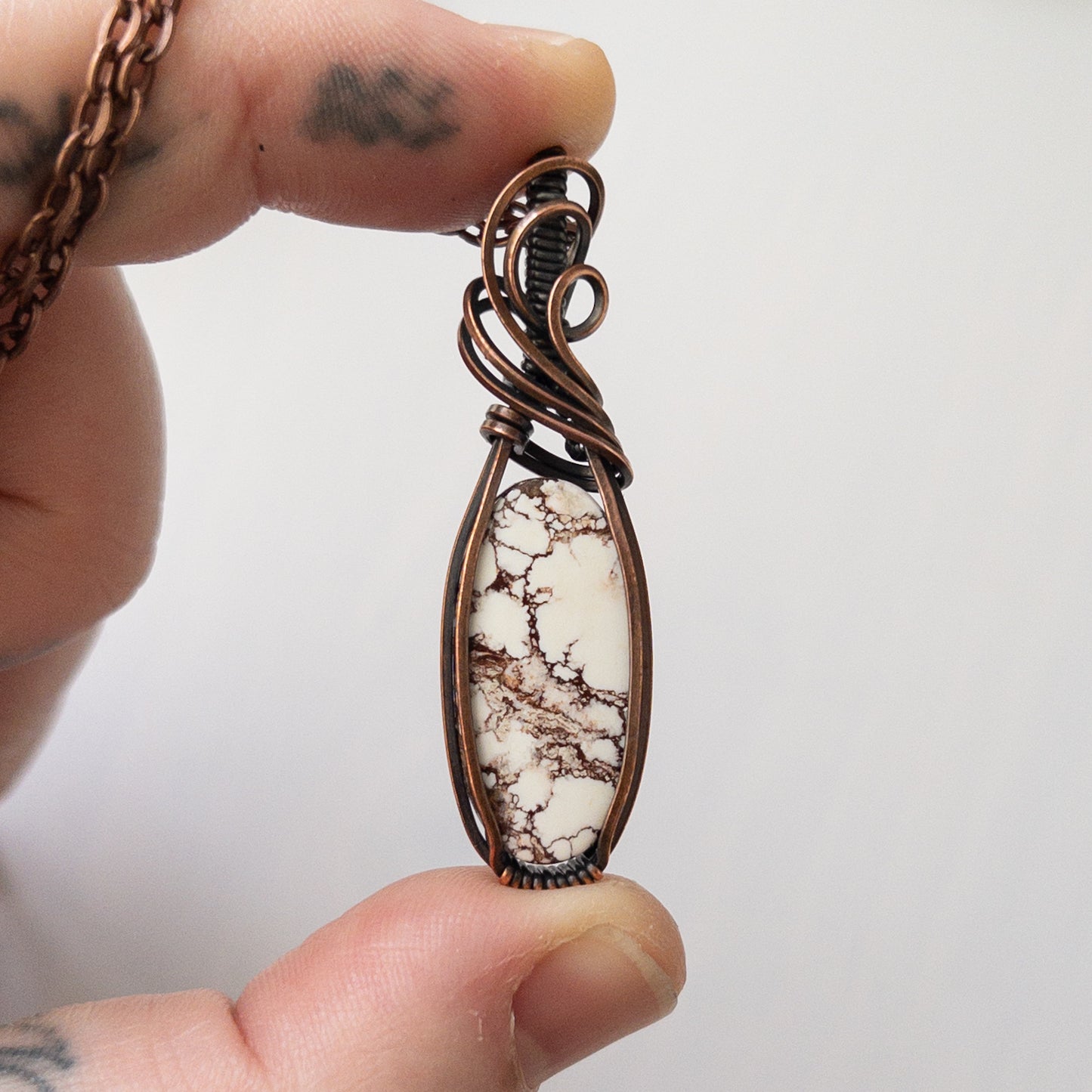 Wild Horse Magnesite Copper Wrapped Pendant