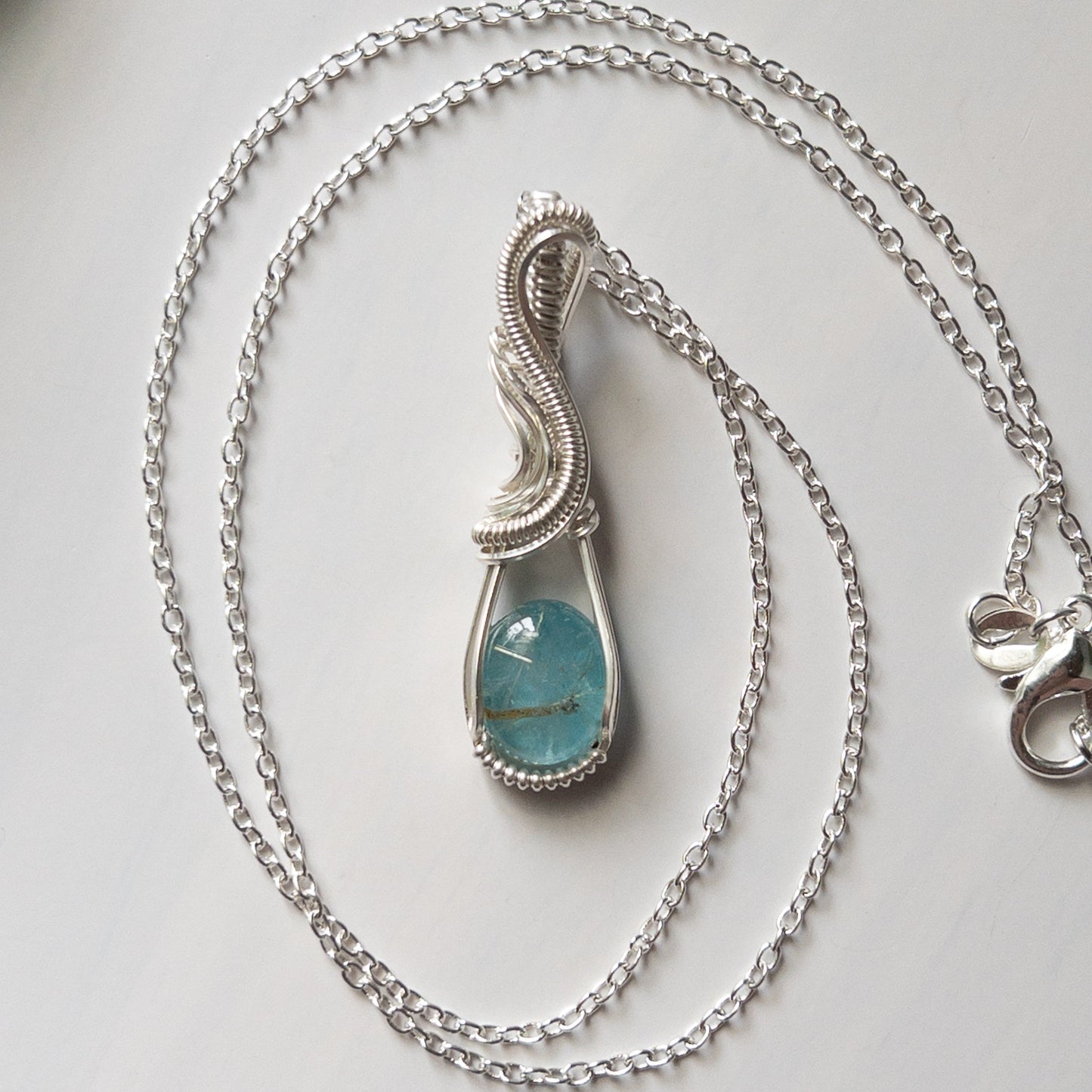 Apatite/Gold Rutile Doublet & Sterling Silver Wrapped Pendant