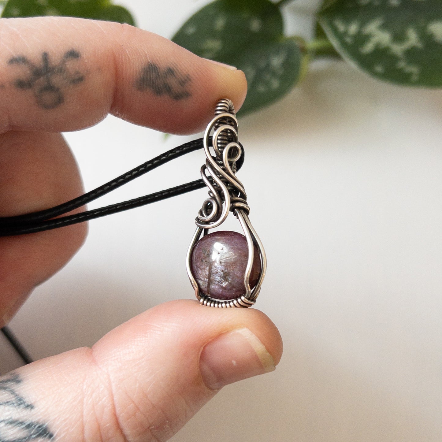Ruby & Sterling Silver Wrapped Pendant