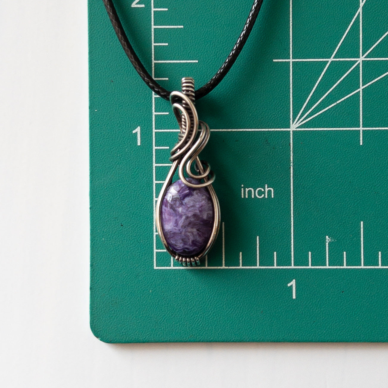 Charoite & Sterling Silver Wrapped Pendant