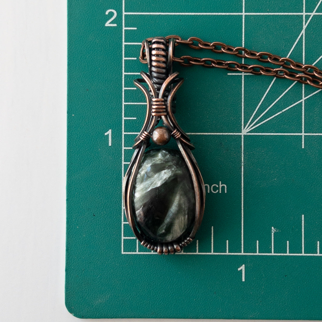 Seraphinite “Elixir” Antiqued Copper Wrapped Pendant