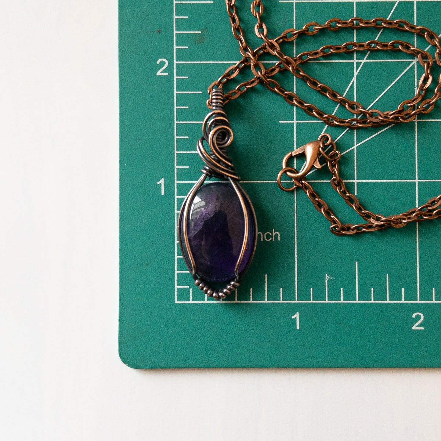 Amethyst & Copper Wrapped Pendant