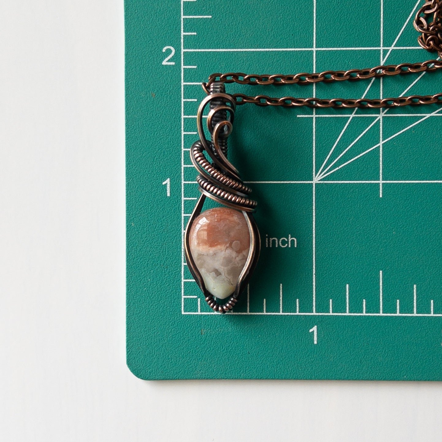 Colorful Flower Agate & Copper Wrapped Pendant