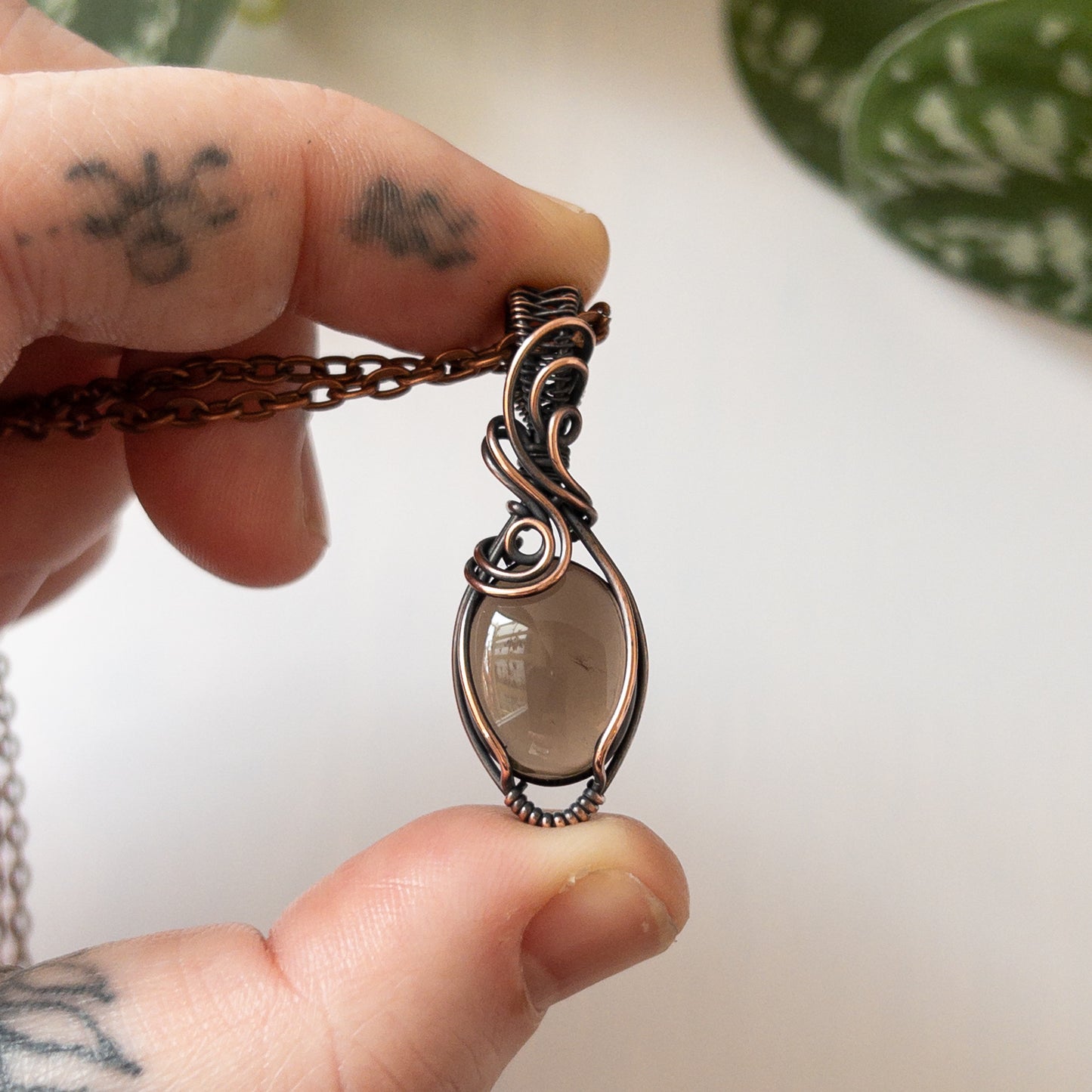 Smoky Quartz & Copper Wrapped Pendant
