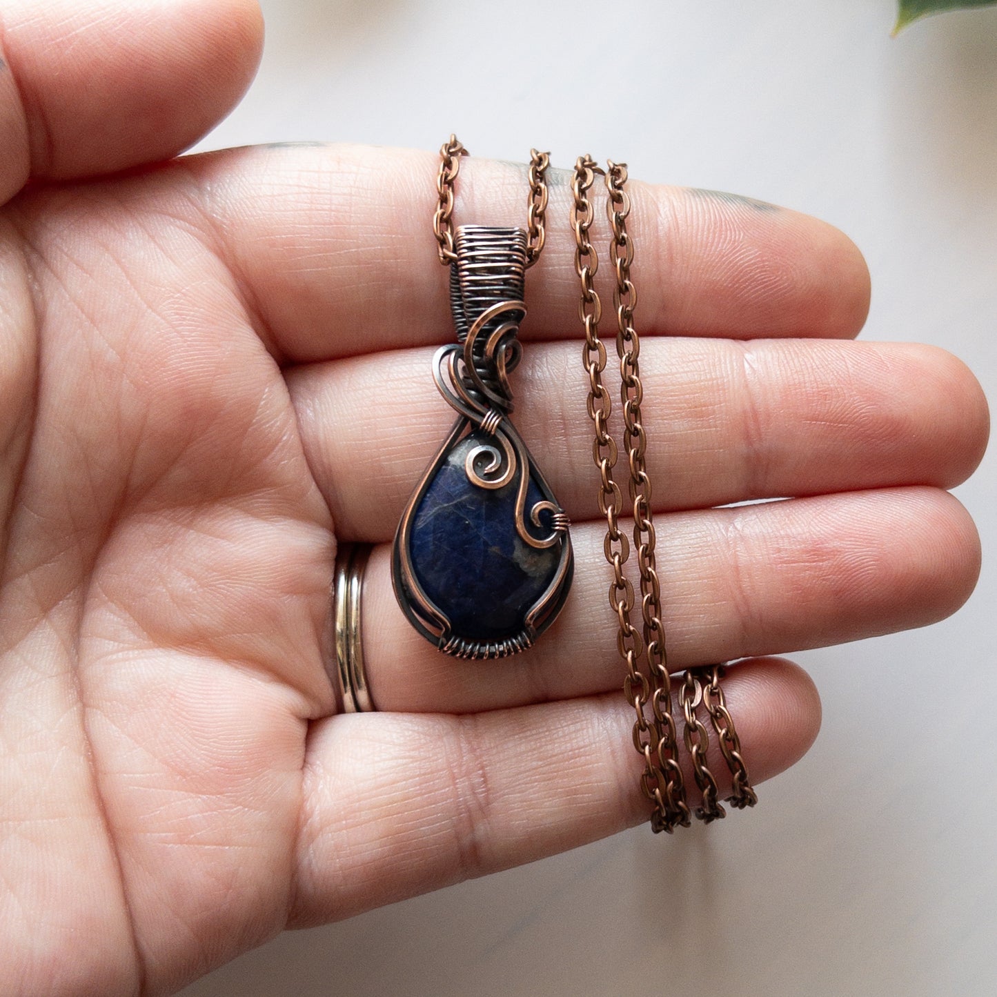 Sodalite & Copper Wrapped Pendant