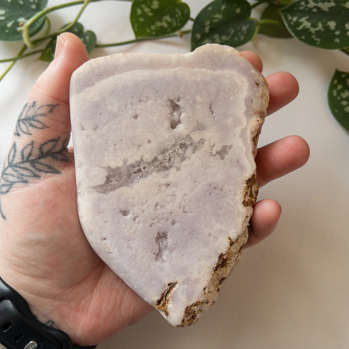 Pink Amethyst Half Polished Freeform & Stand - Brazil