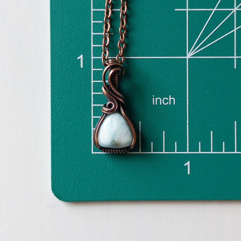 Dainty Larimar Copper Wrapped Pendant