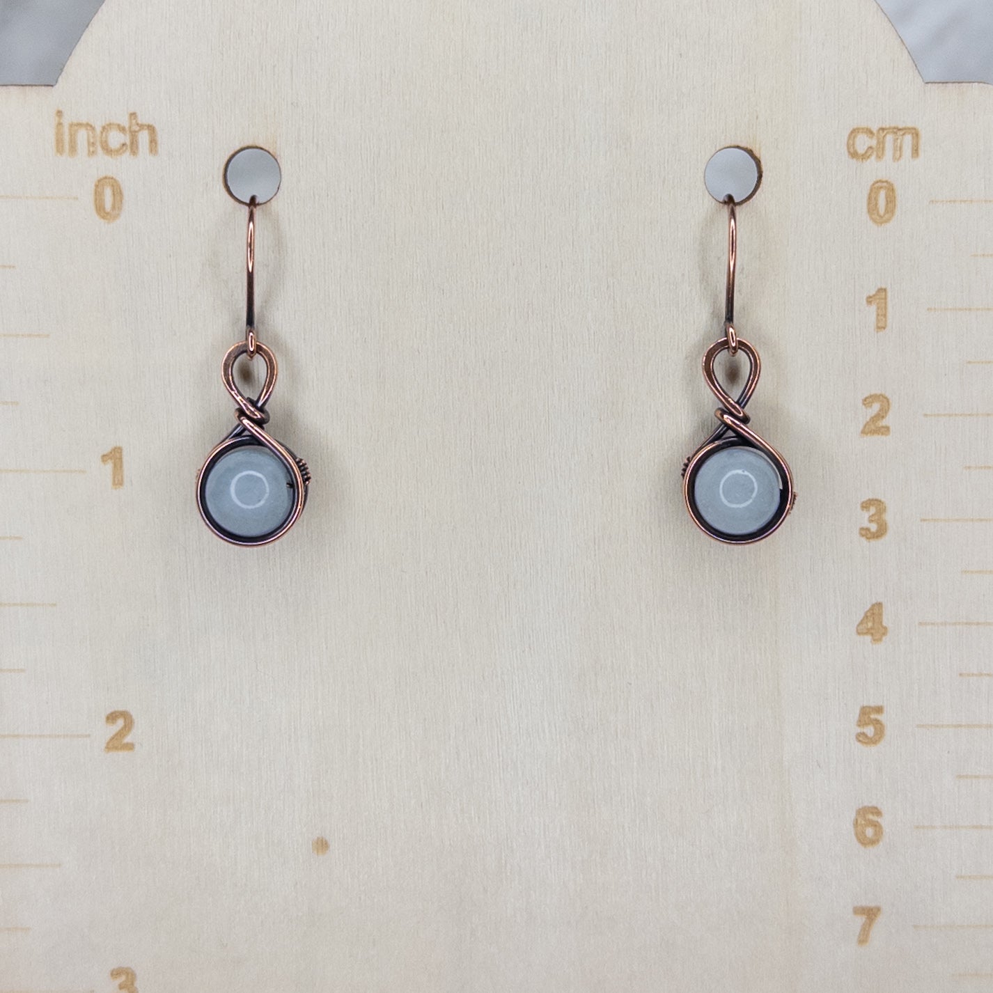 Aquamarine Antiqued Copper Earrings