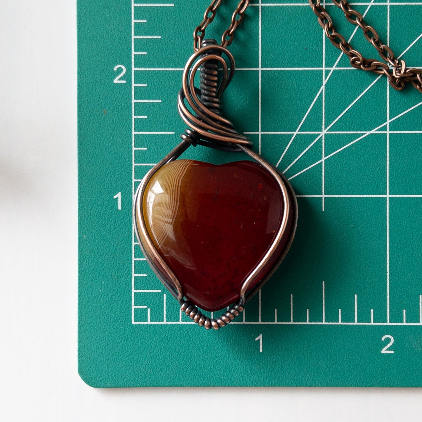 XL Carnelian Heart & Copper Wrapped Pendant - B