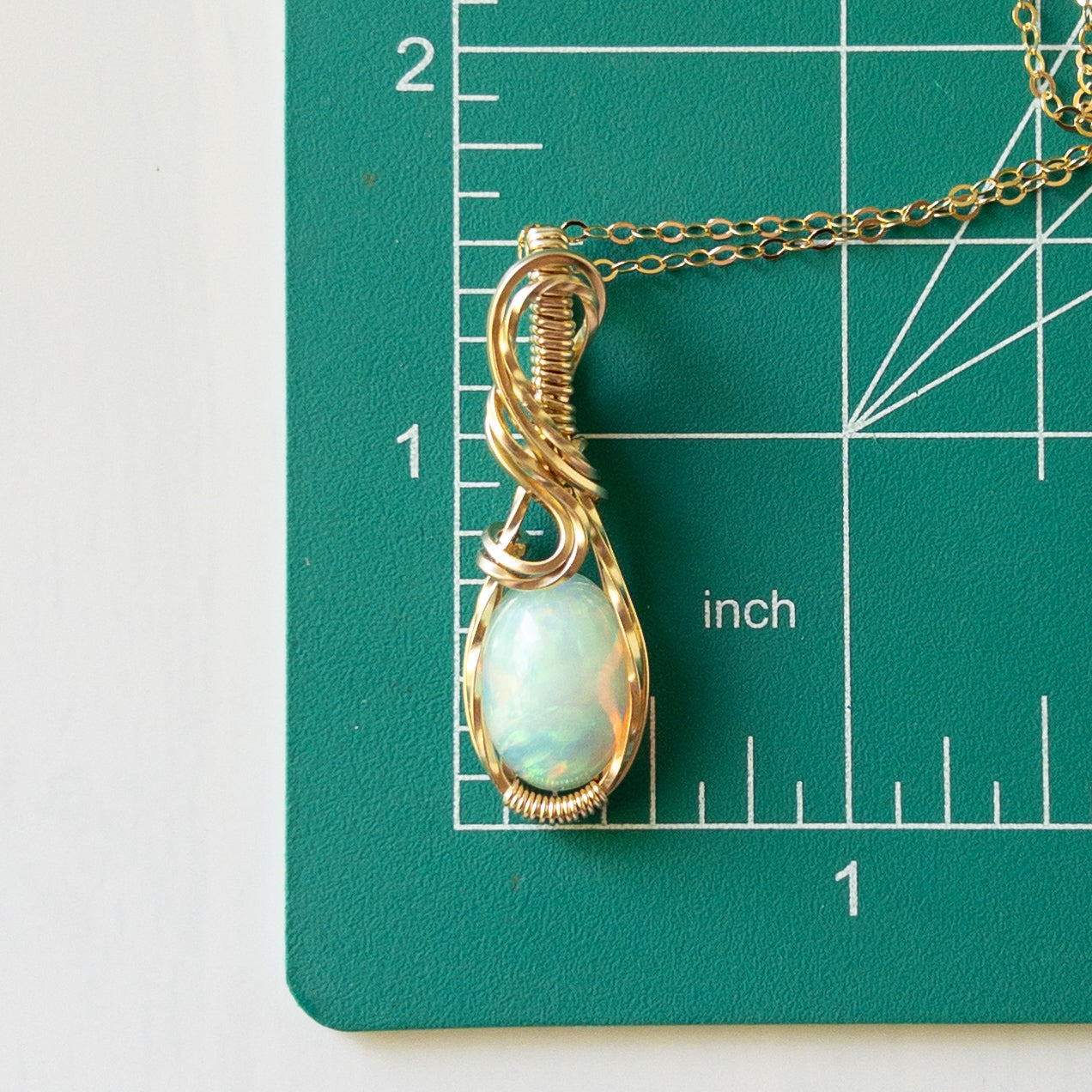 Tethys - Opal & Gold Fill Wire Wrapped Pendant