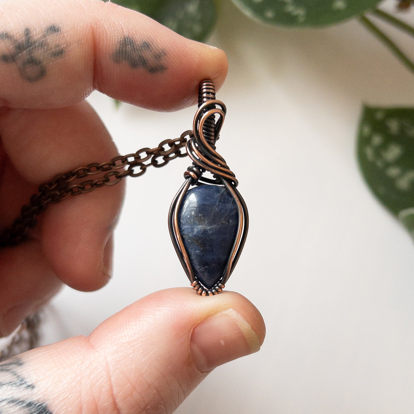 Sodalite & Copper Wrapped Pendant