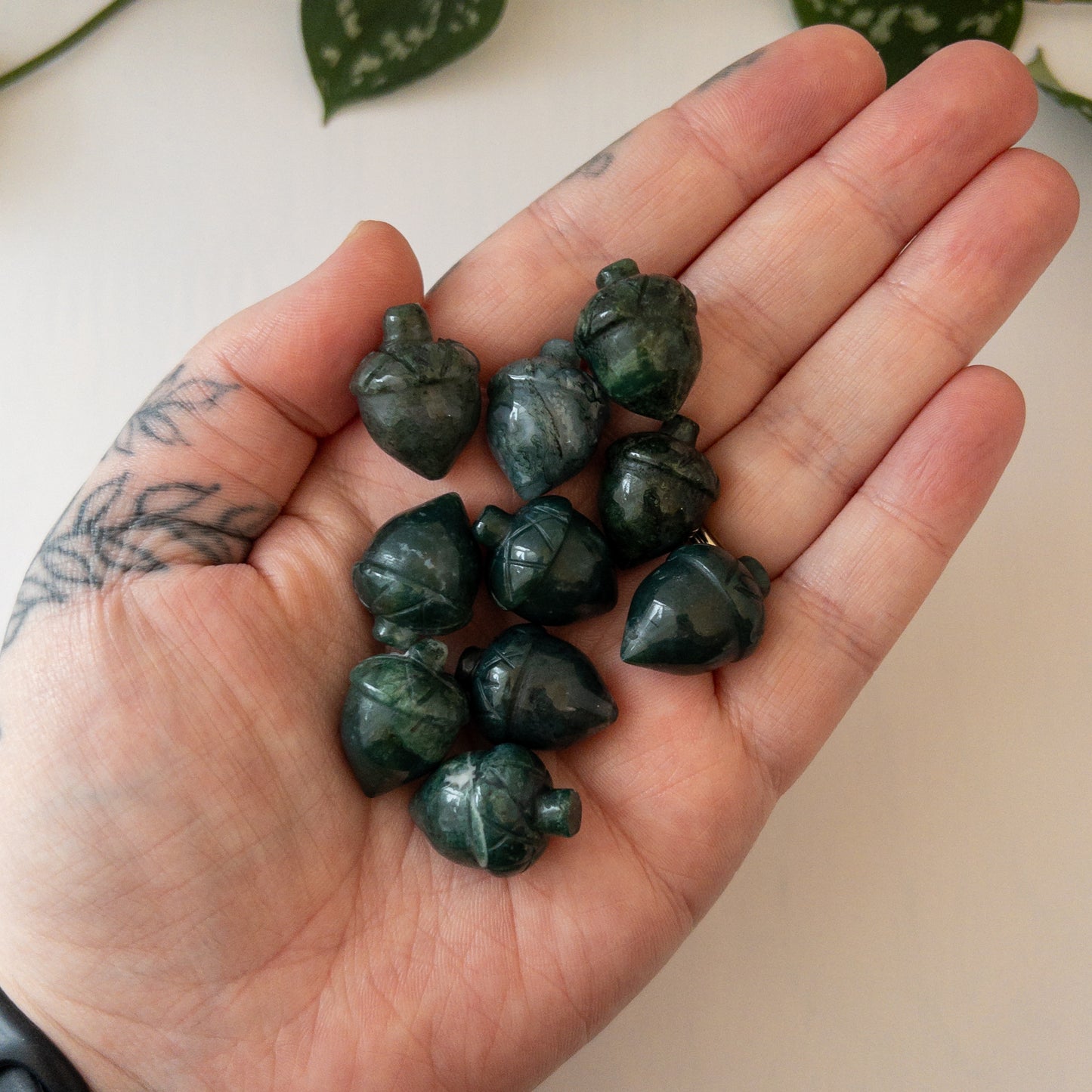 Mini Moss Agate Acorn