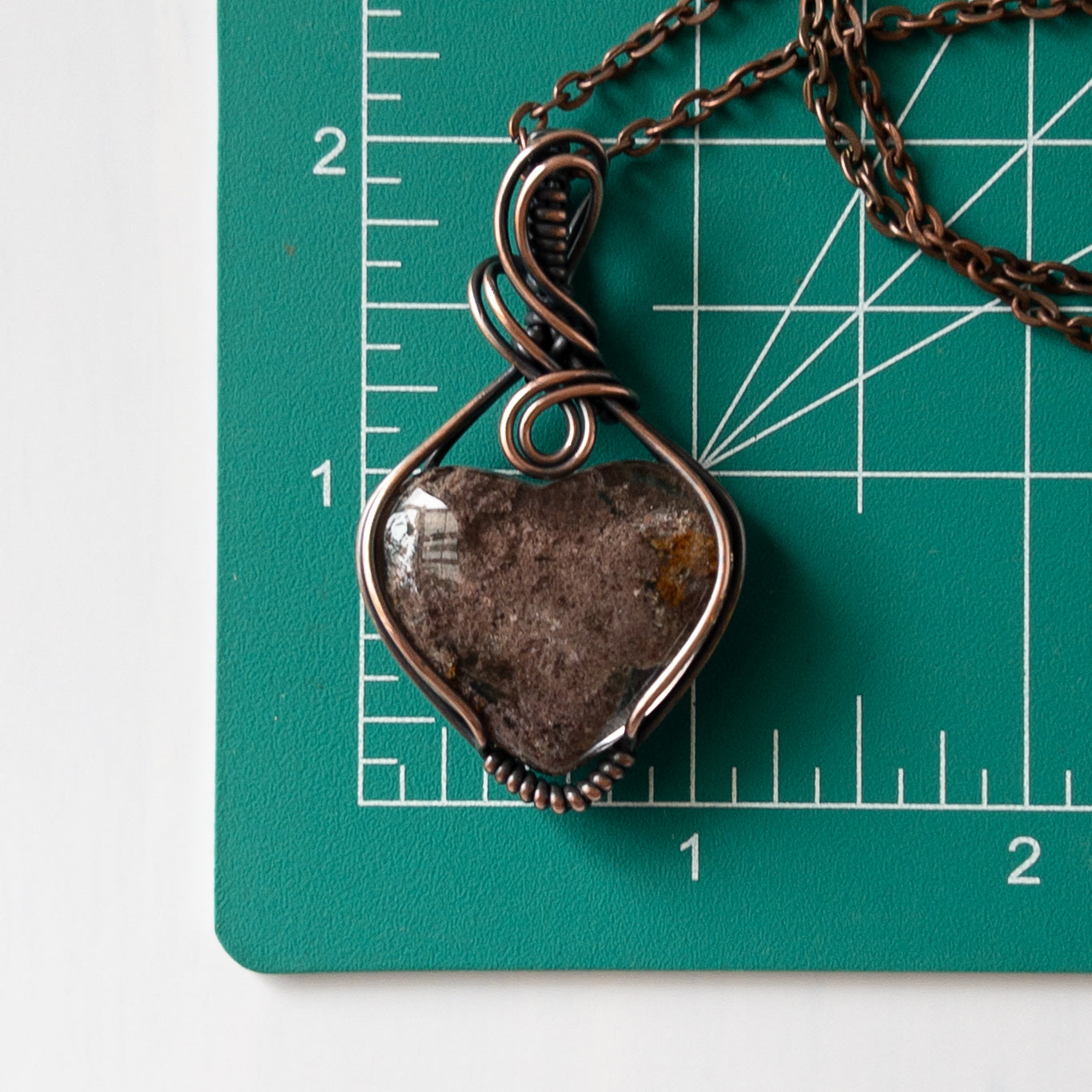 Garden Quartz Heart & Copper Wrapped Pendant
