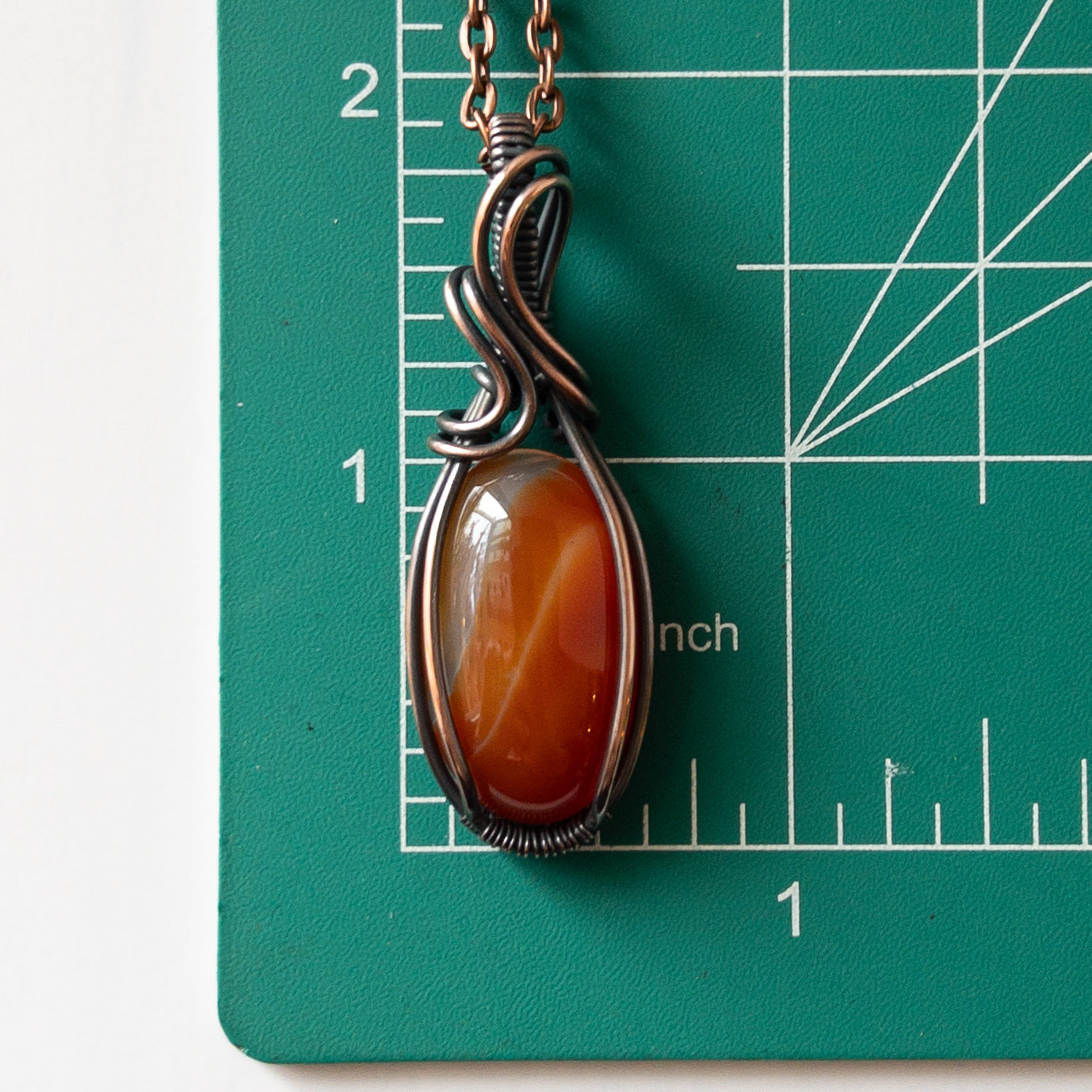 Carnelian & Copper Wrapped Pendant