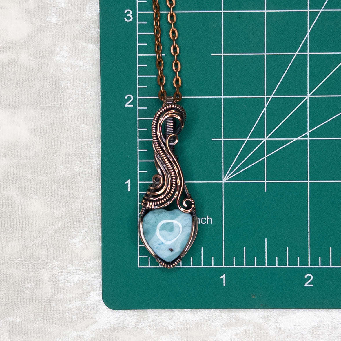 Larimar Heart Antiqued Copper Pendant