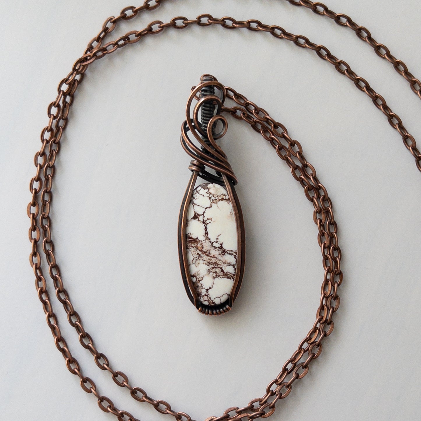 Wild Horse Magnesite Copper Wrapped Pendant