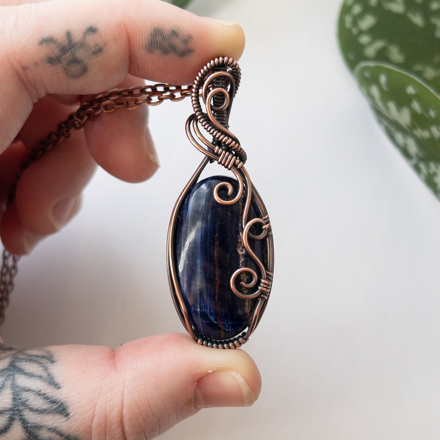 Sodalite & Copper Wrapped Pendant