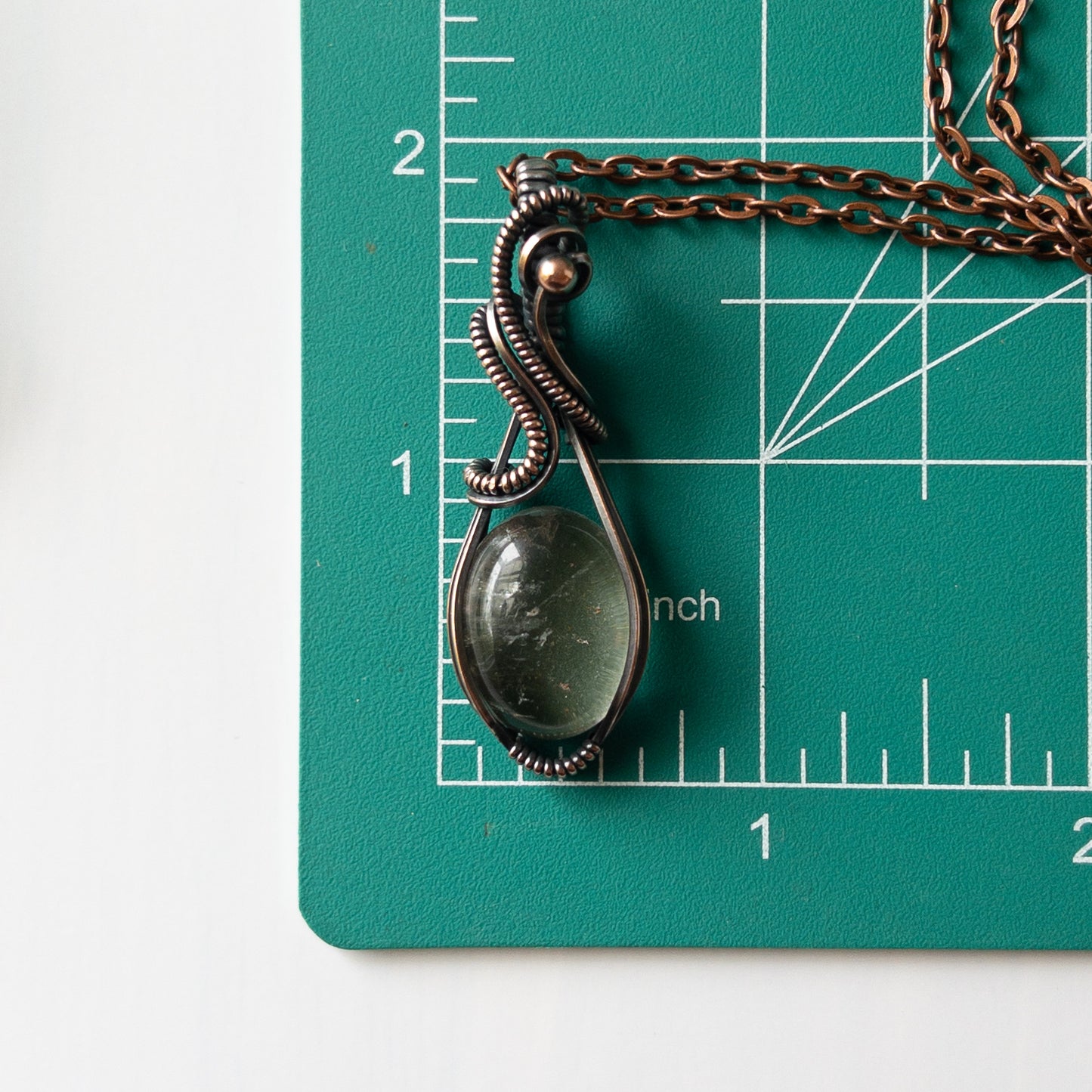 Chlorite Included Quartz & Copper Wrapped Pendant